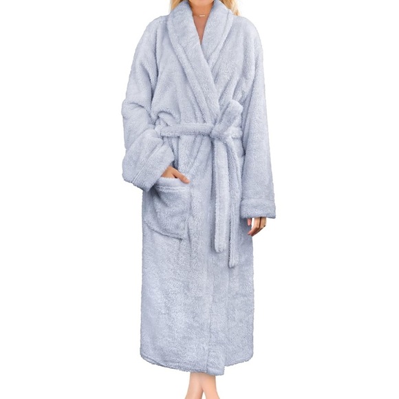 PAVILIA Luxe Fleece Robe in Light Blue - Picture 1 of 10